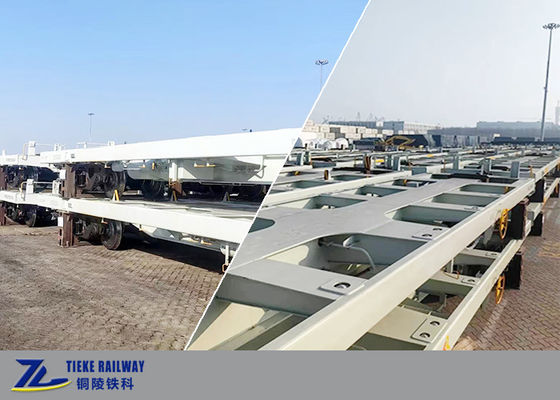 1000mm鉄道用コンテナ 平面ワゴン 55トンの負荷 AARエアブレーキワゴン